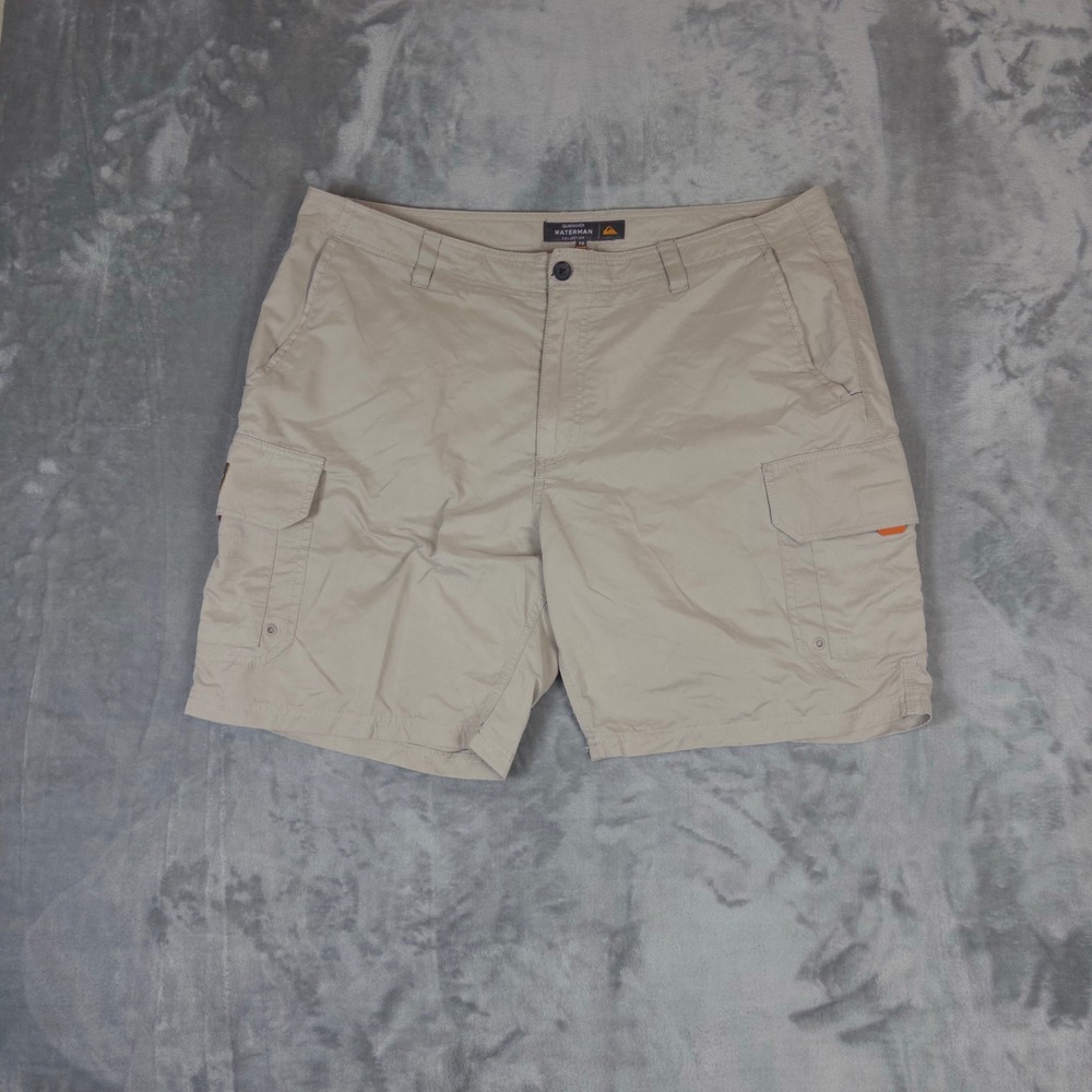 Quiksilver Waterman Cargo Shorts Mens 38 Tan Khaki Outdoor Hiking Casual Utility